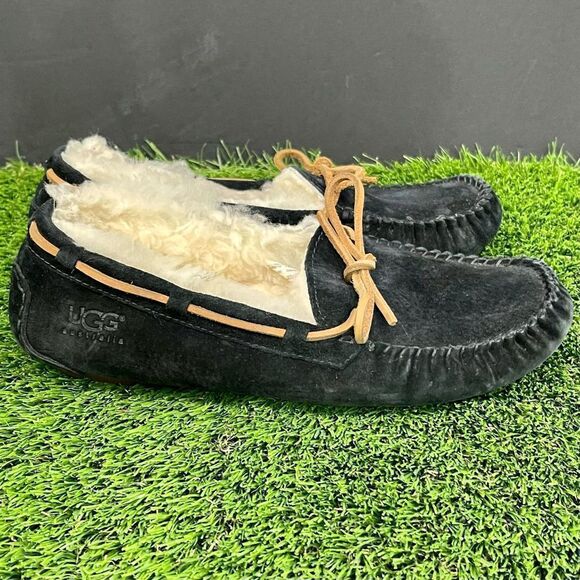 UGG Dakota Black Suede Faux Fur Lined Slippers. Size 6M. - Picture 6 of 13